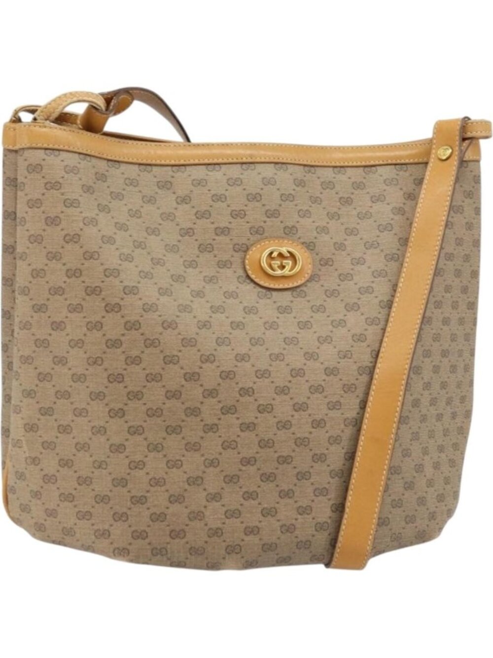 GUCCI Micro GG Supreme Shoulder Bag PVC Beige Gold 001 110 0077